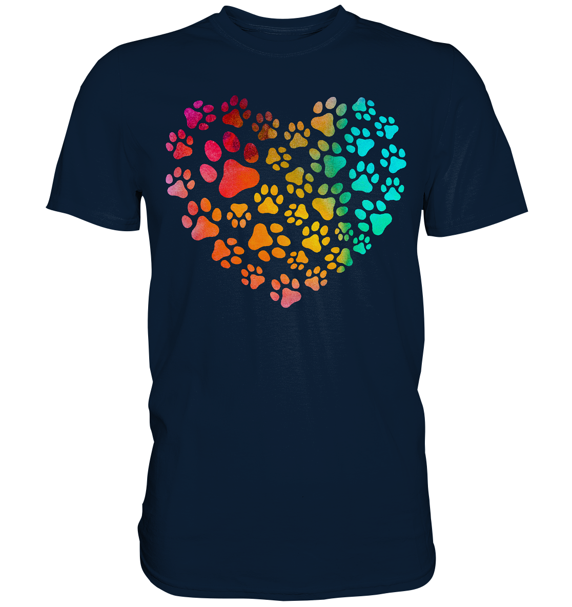 Bunte Pfoten in Herzform - Premium Shirt