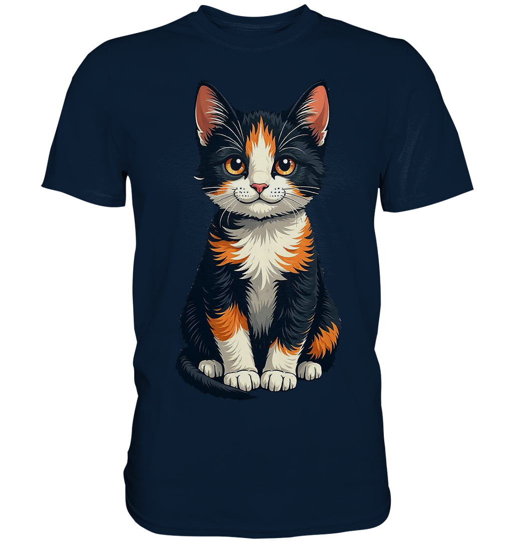 Süsse Glückskatze Illustration  - Premium Shirt