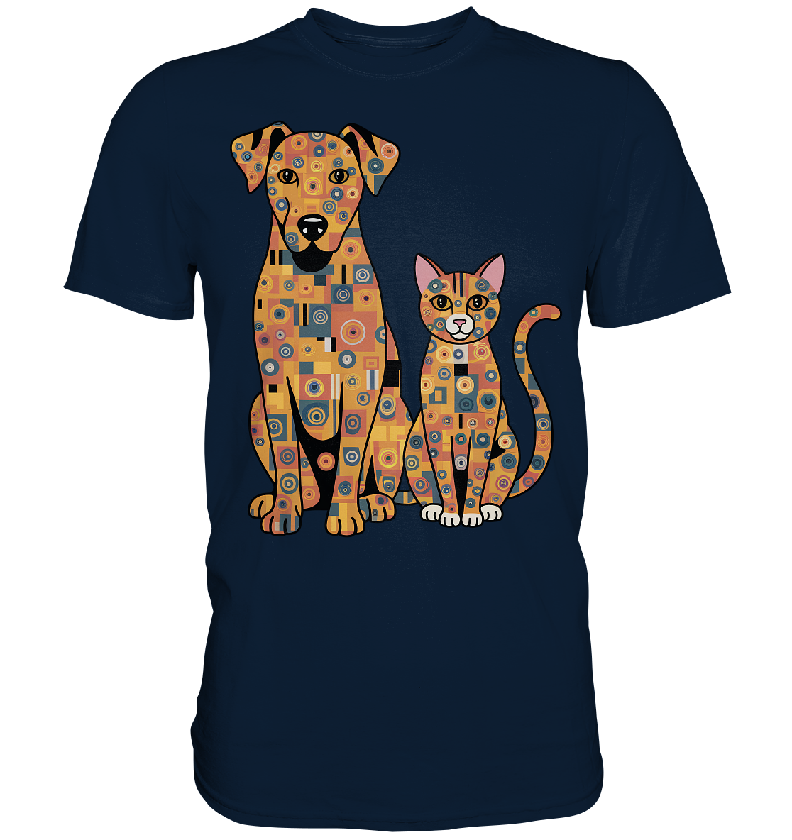 Illustration Hund und Katze in Klimt  Style - Premium Shirt