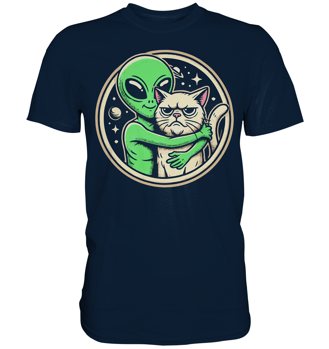 Alien mit Grumpy cat - Premium Shirt