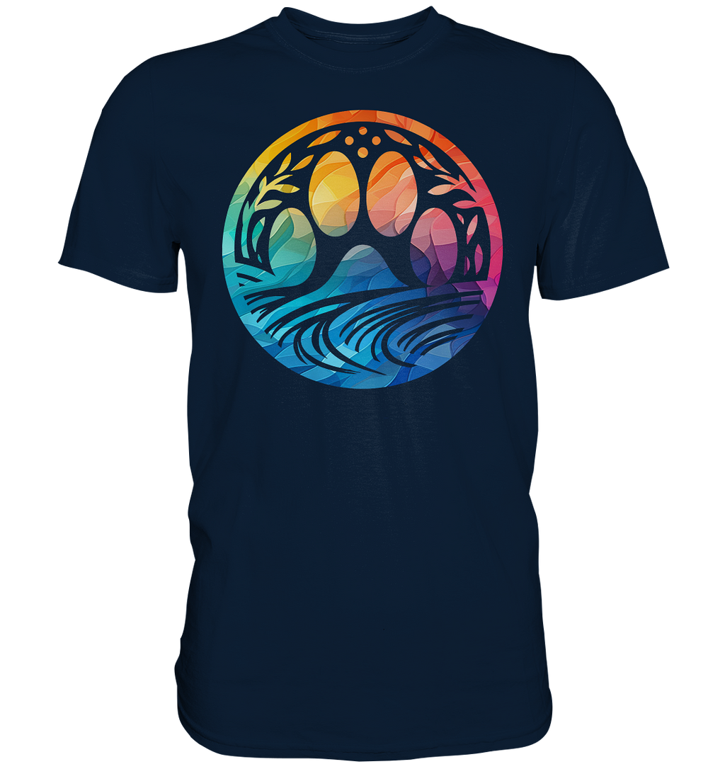 Modern Design Pfote mit regenbogenartigen Farbverlauf  - Premium Shirt