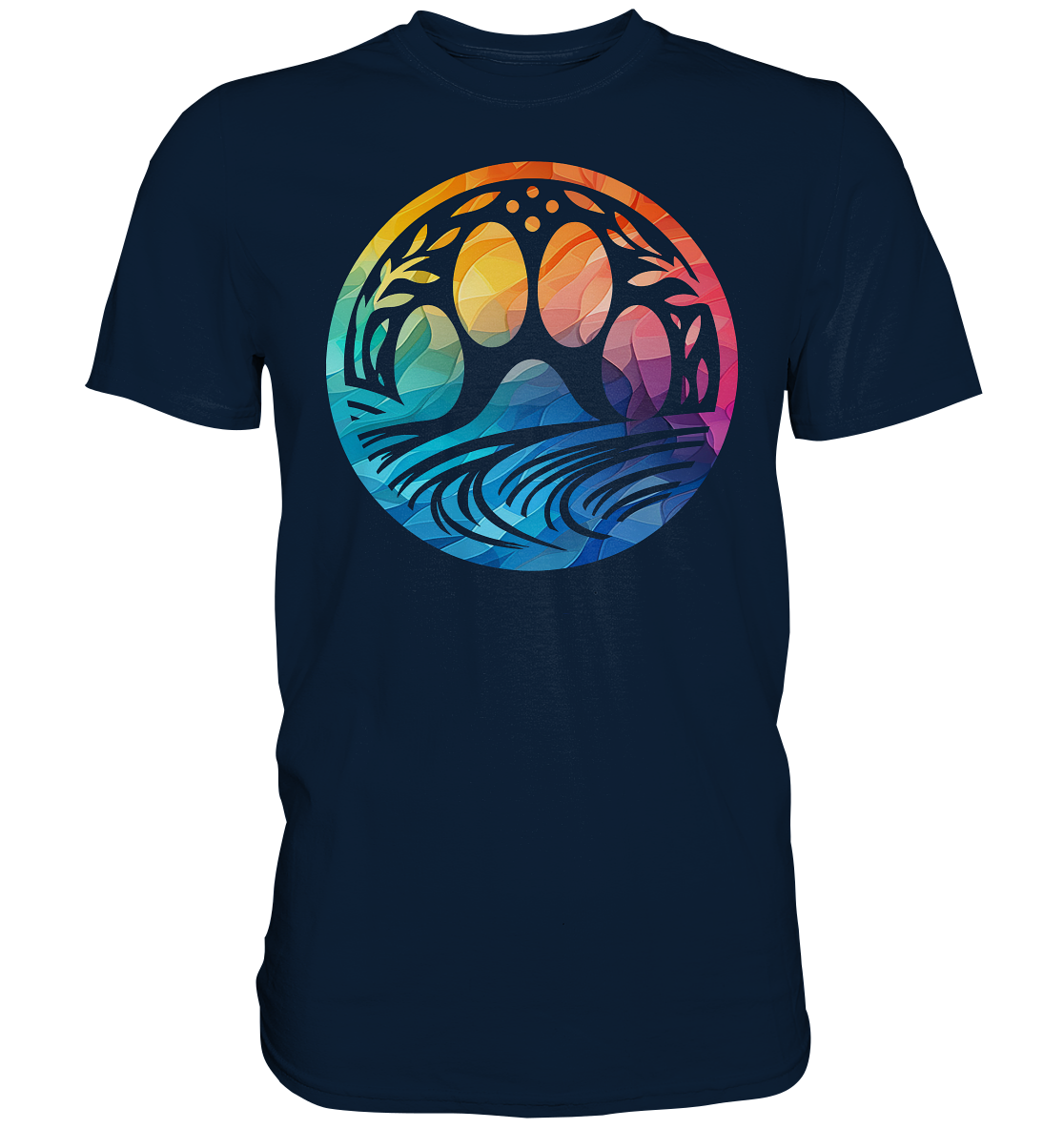 Modern Design Pfote mit regenbogenartigen Farbverlauf  - Premium Shirt