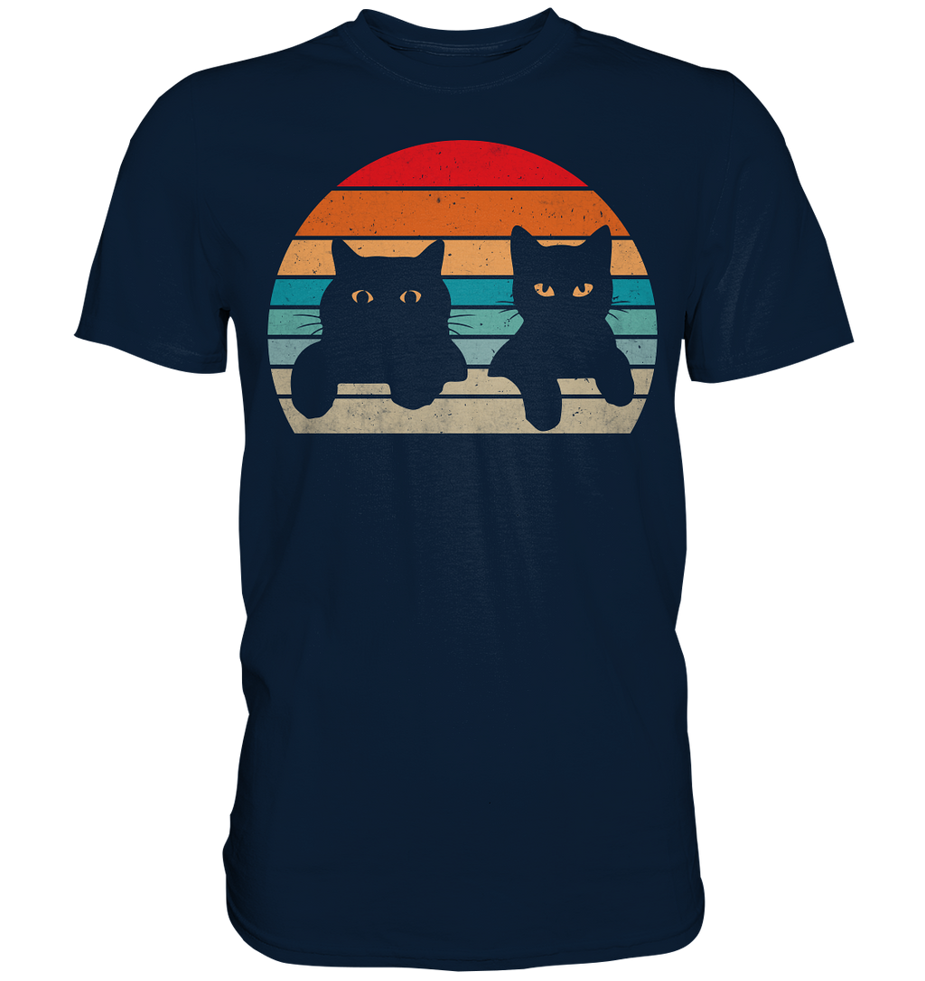 2 Katzen Retro Style - Premium Shirt