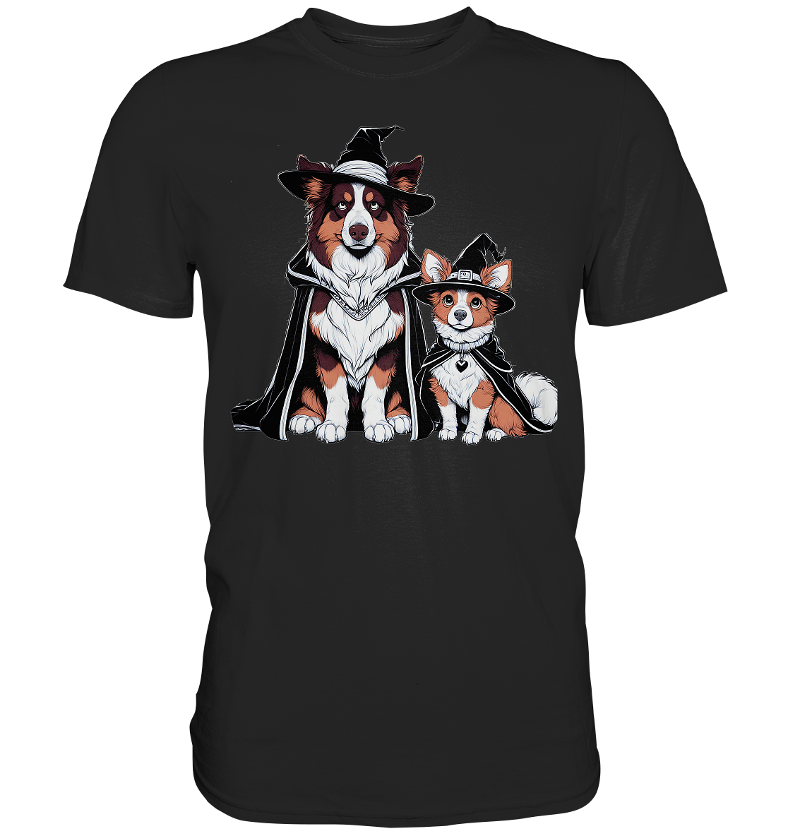 Halloween Wizard Hunde Terrier und Australian Sheppard  - Premium Shirt