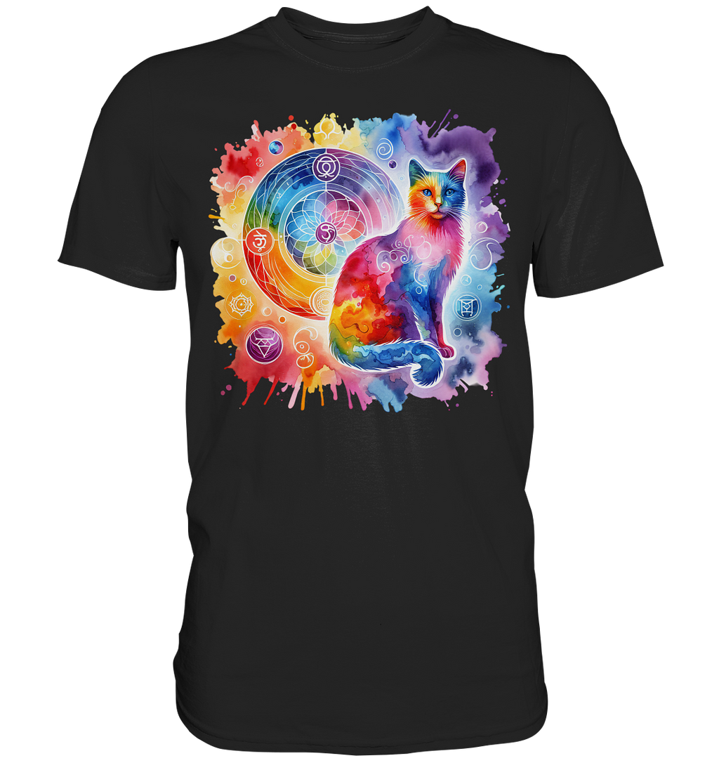 Ein Shakra Design mit Katze - Premium Shirt