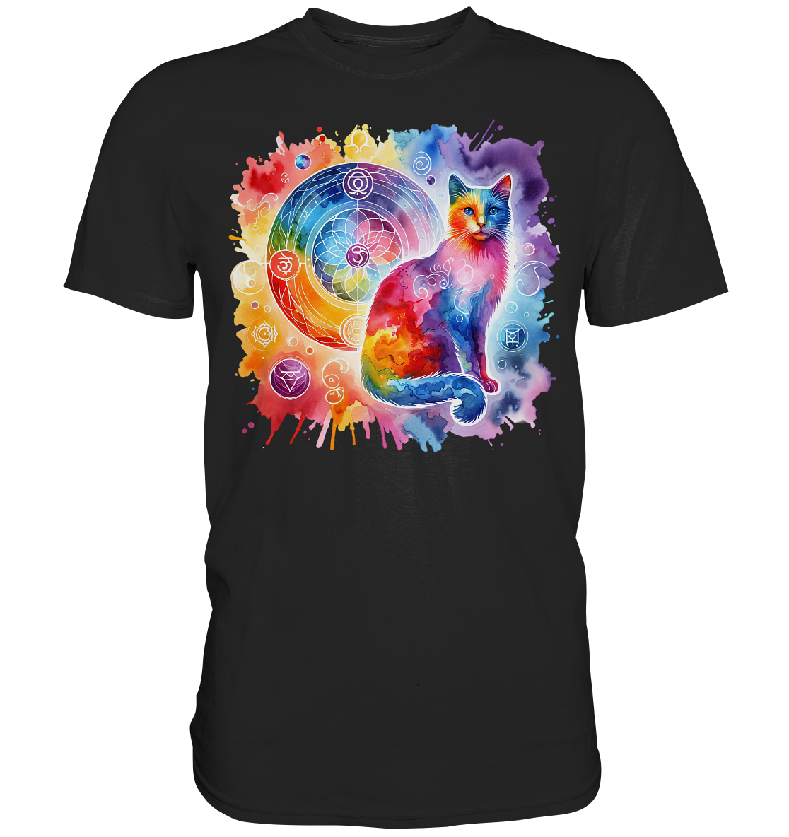 Ein Shakra Design mit Katze - Premium Shirt