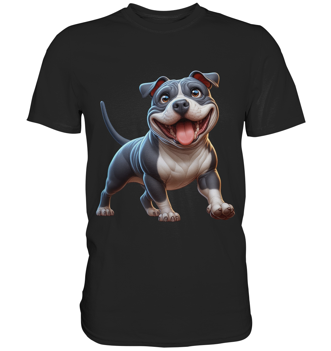 Pittbull Cartoon Hund personalisierbar - Premium Shirt