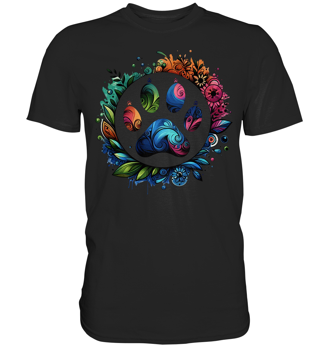 Pfote mit Blumendesign - Premium Shirt