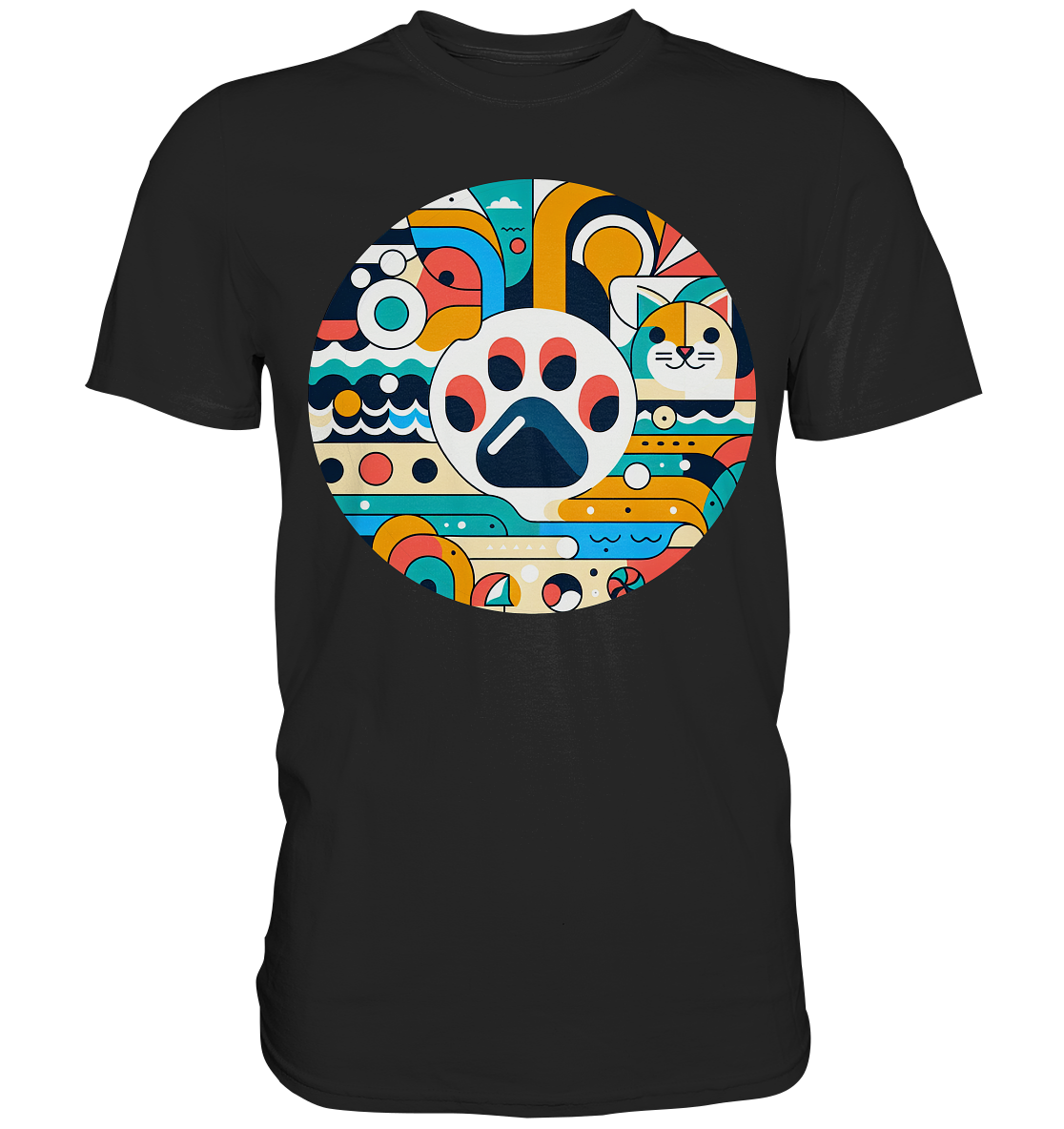 Pfote modern Art mit Katze - Premium Shirt