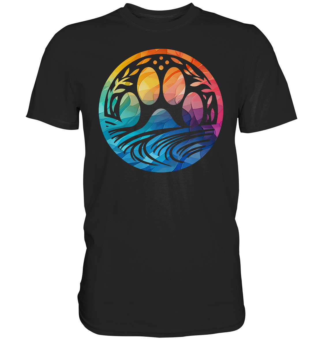 Modern Design Pfote mit regenbogenartigen Farbverlauf  - Premium Shirt