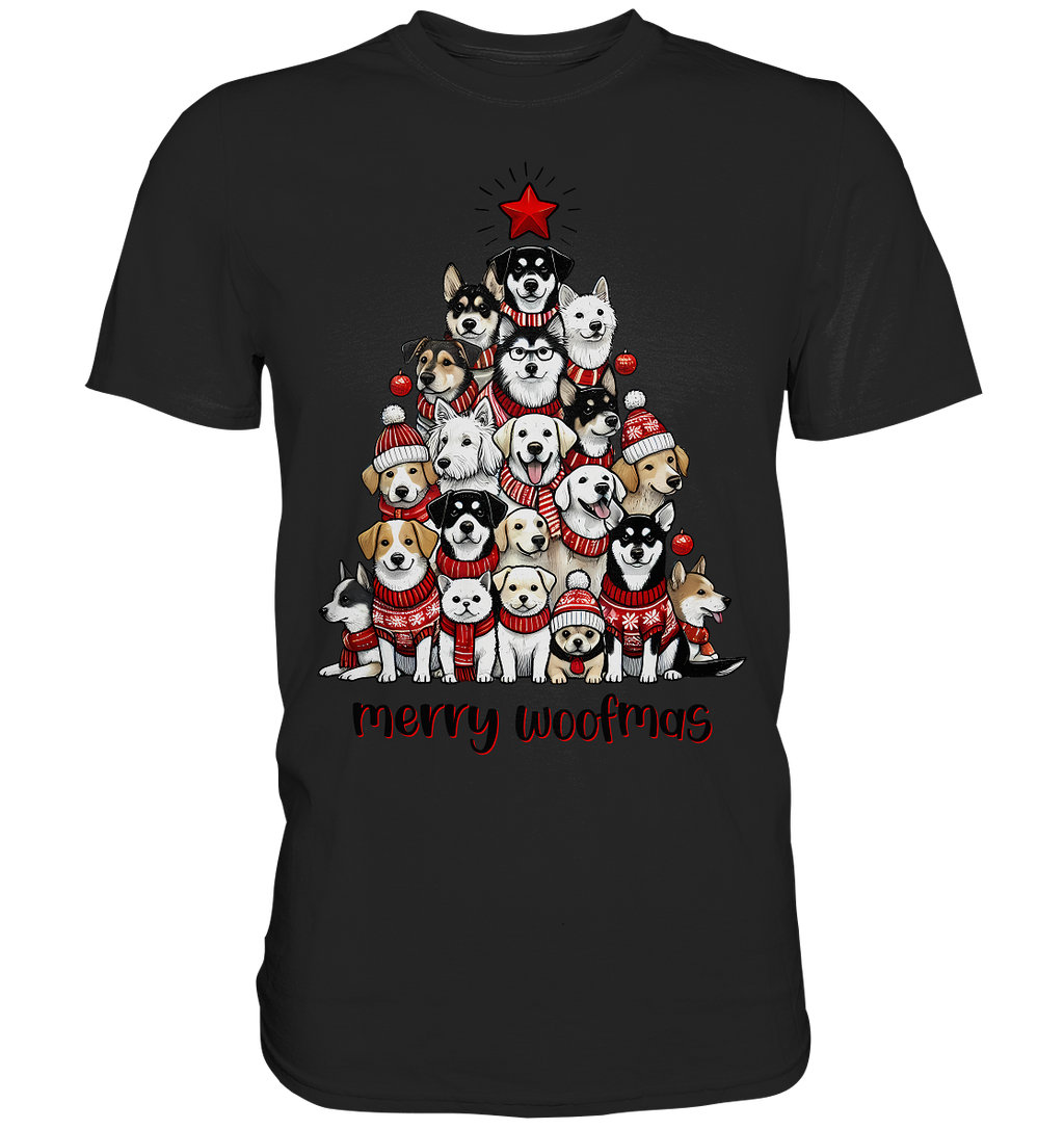Weihnachten Christmas Hunde Baum Merry Woofmas - Premium Shirt