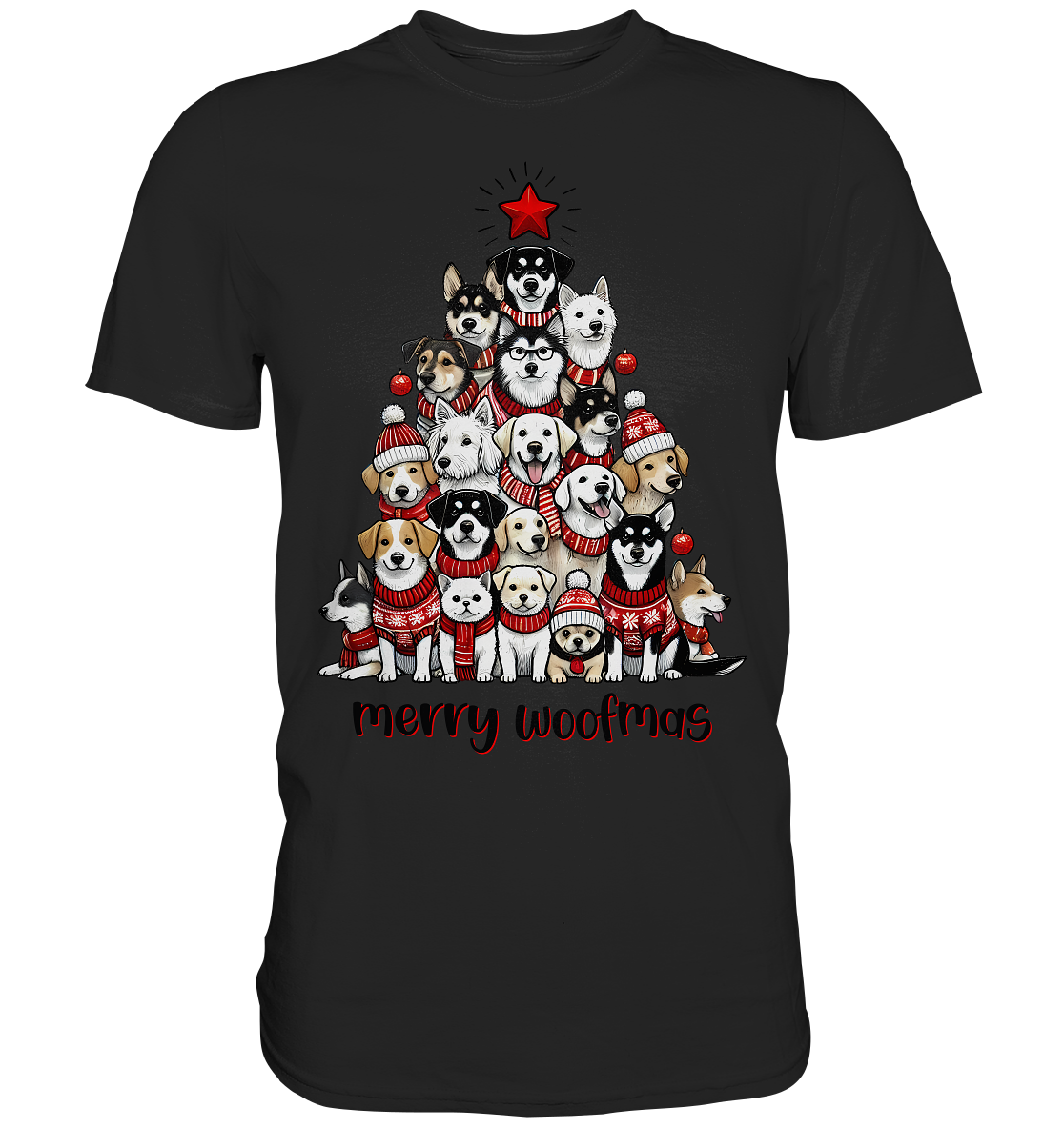 Weihnachten Christmas Hunde Baum Merry Woofmas - Premium Shirt
