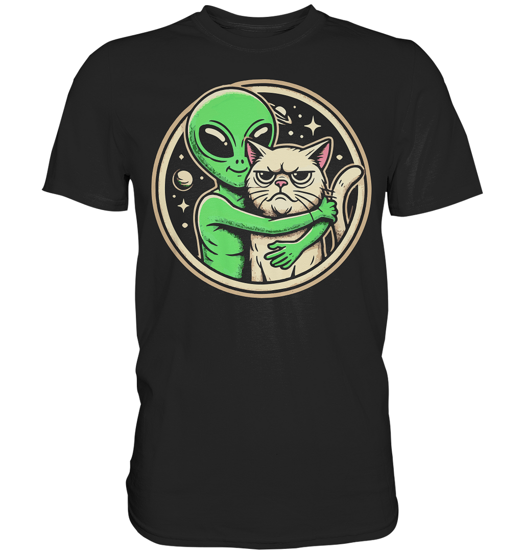 Alien mit Grumpy cat - Premium Shirt