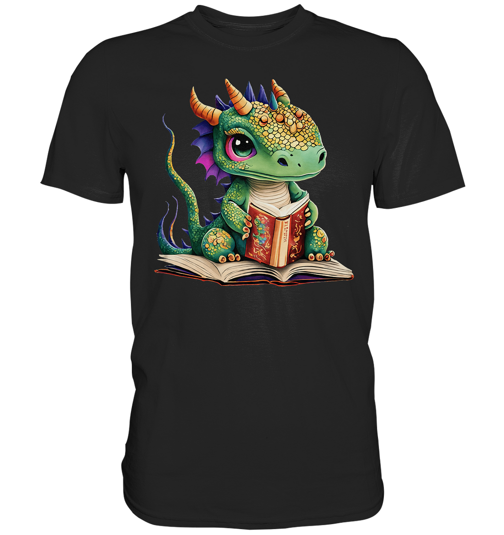 Kleiner lesender Drache -personalisierbar - Premium Shirt