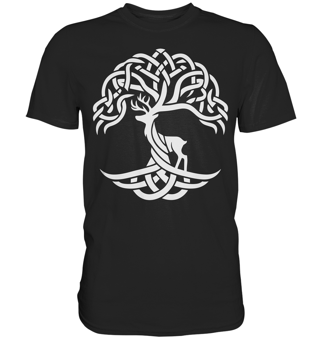 Keltischer Lebensbaum mit Hirsch - Premium Shirt