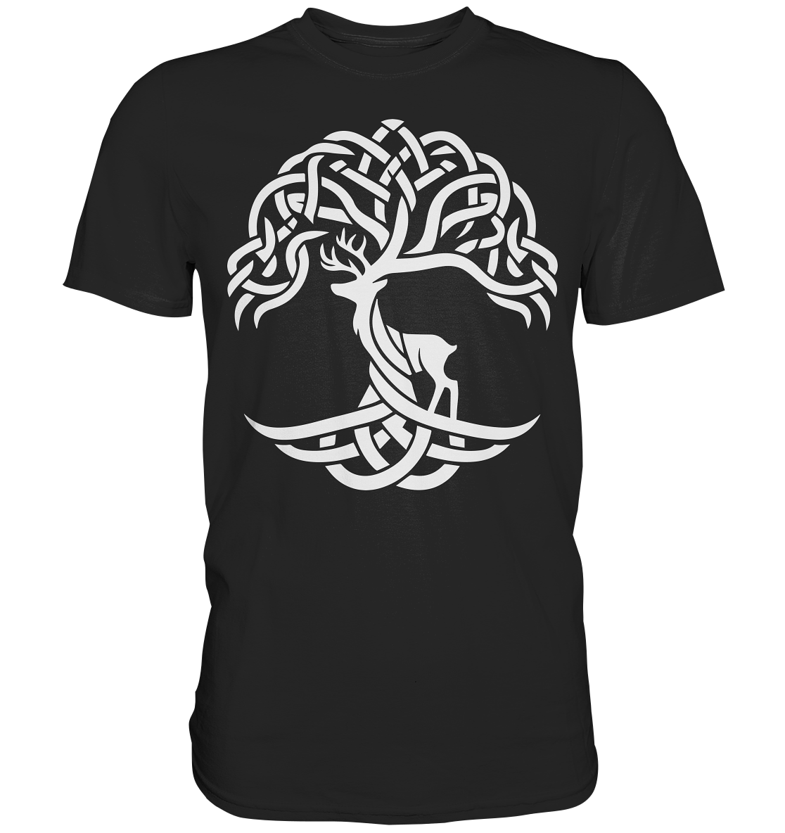 Keltischer Lebensbaum mit Hirsch - Premium Shirt