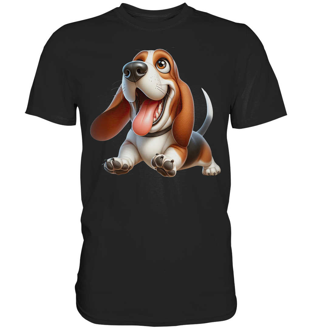 Basset Hound Cartoon personalisierbar - Premium Shirt