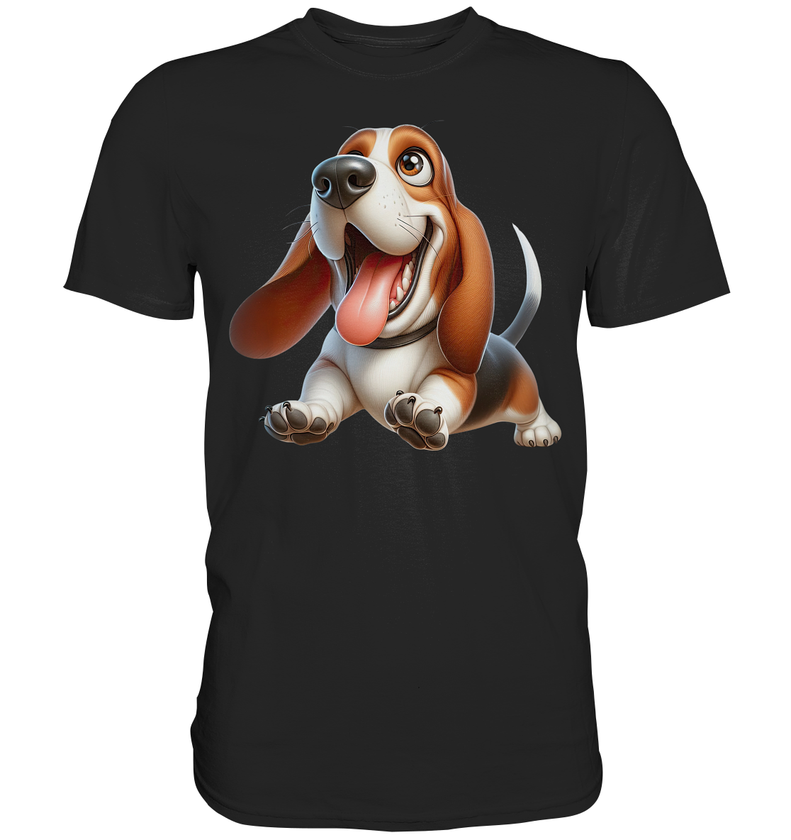 Basset Hound Cartoon personalisierbar - Premium Shirt