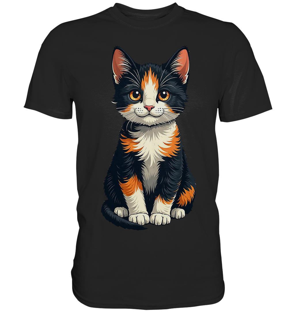 Süsse Glückskatze Illustration  - Premium Shirt