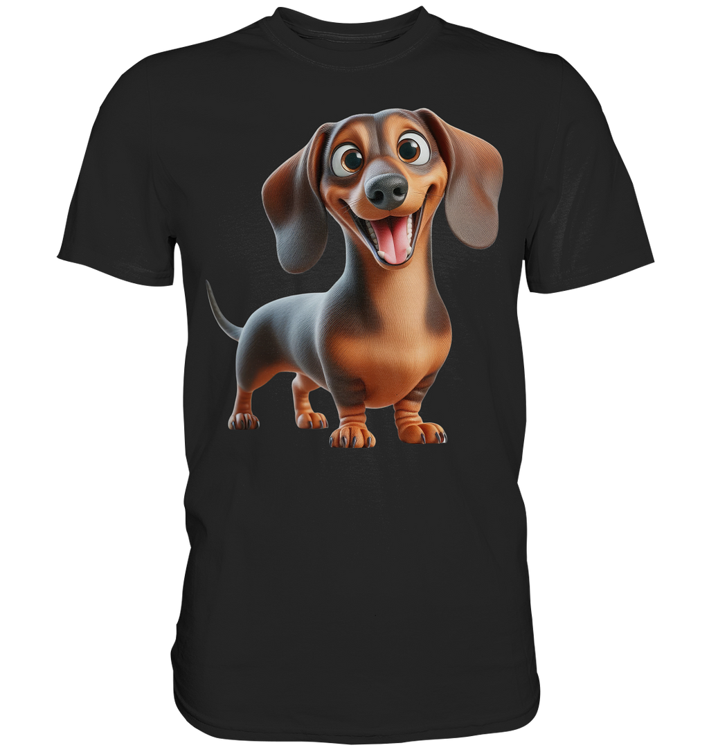 Happy Dackel Cartoon - personalisierbar - Premium Shirt