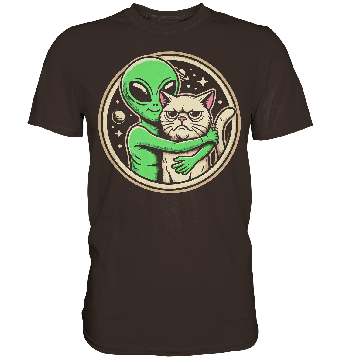 Alien mit Grumpy cat - Premium Shirt