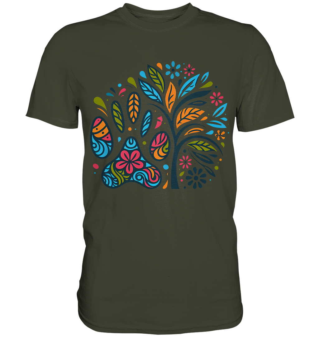 Pfote und Baum Farbenfrohes Design - Premium Shirt