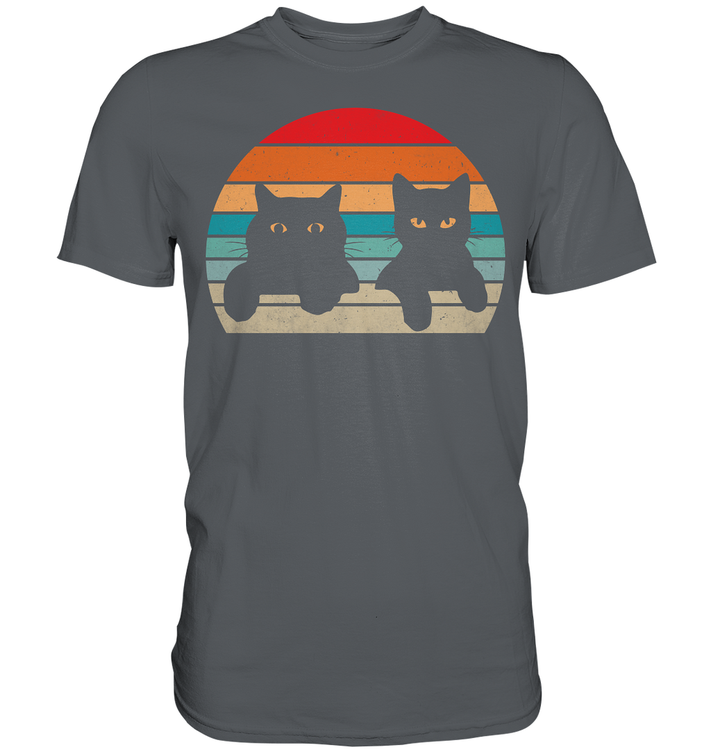 2 Katzen Retro Style - Premium Shirt