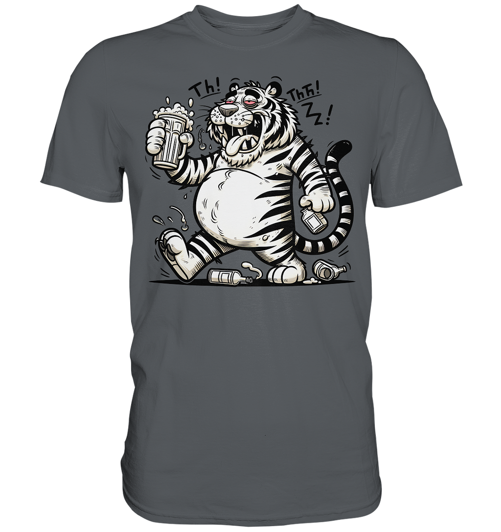 Drinkender Tiger Cartoon - Premium Shirt