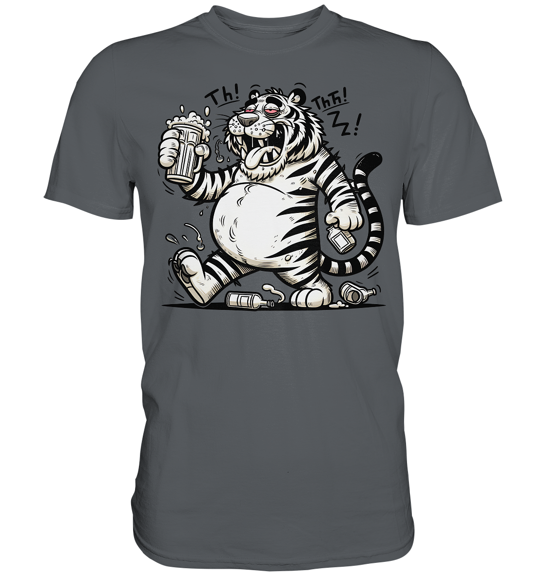 Drinkender Tiger Cartoon - Premium Shirt