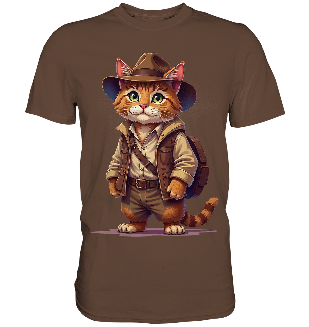 Abenteurer Katze Cartoon  - personalisierbar - Premium Shirt