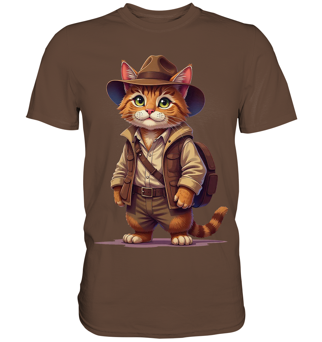 Abenteurer Katze Cartoon  - personalisierbar - Premium Shirt