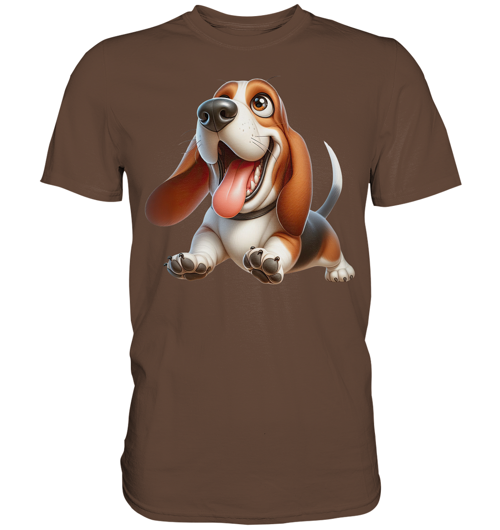 Basset Hound Cartoon personalisierbar - Premium Shirt
