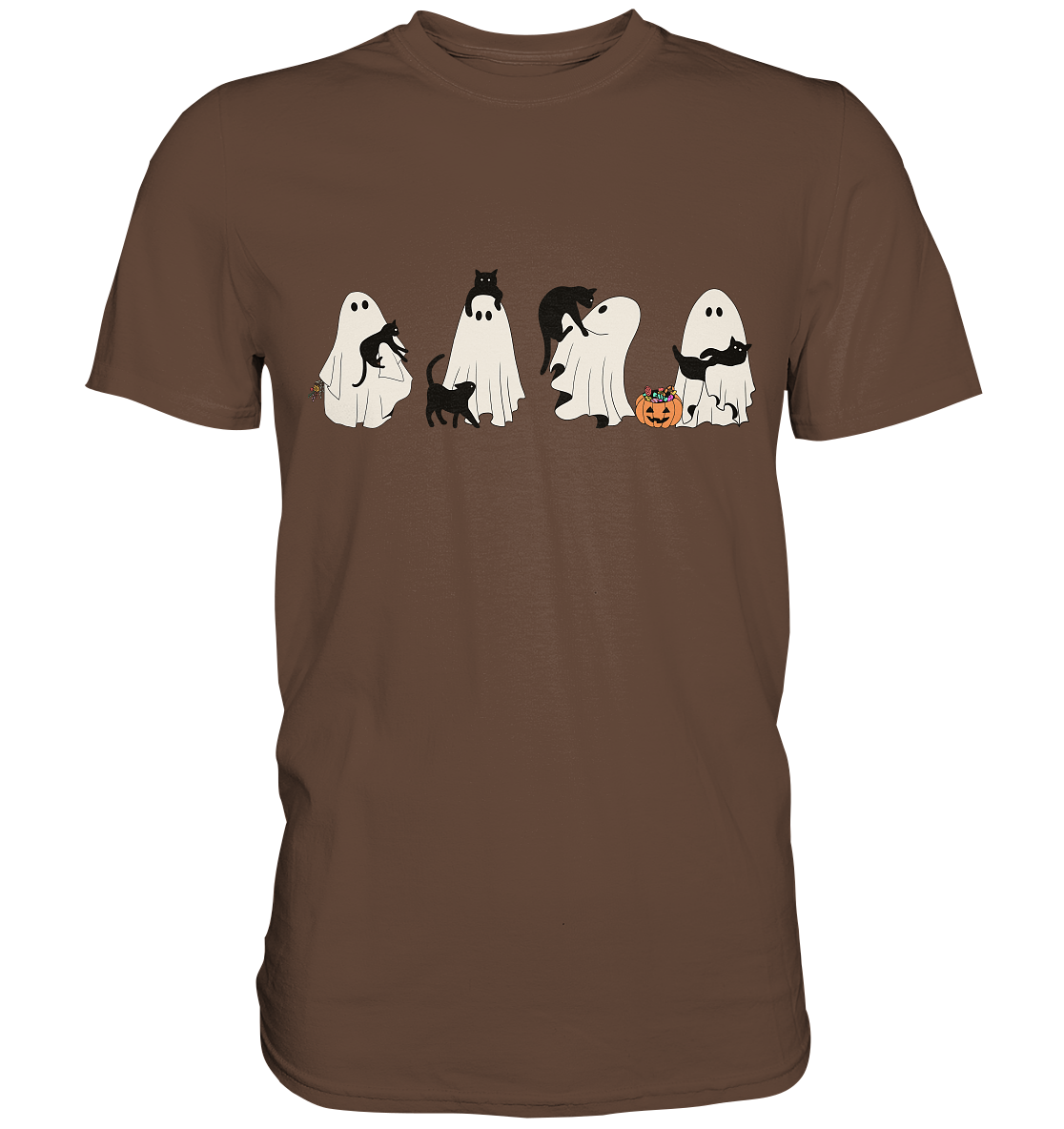 Halloween Geister mit Katzen - Premium Shirt