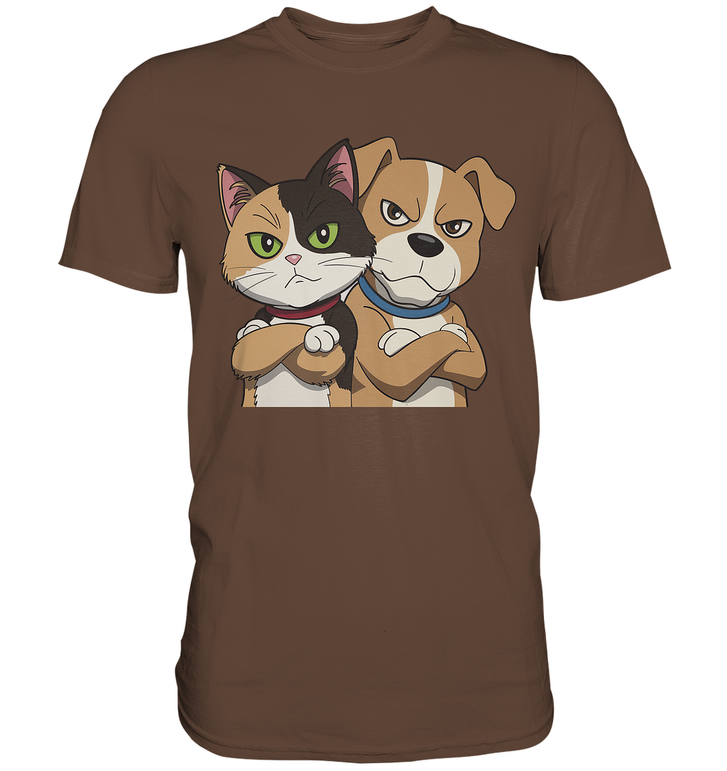 Hund und Katze Grumpy - personalisierbar - Premium Shirt