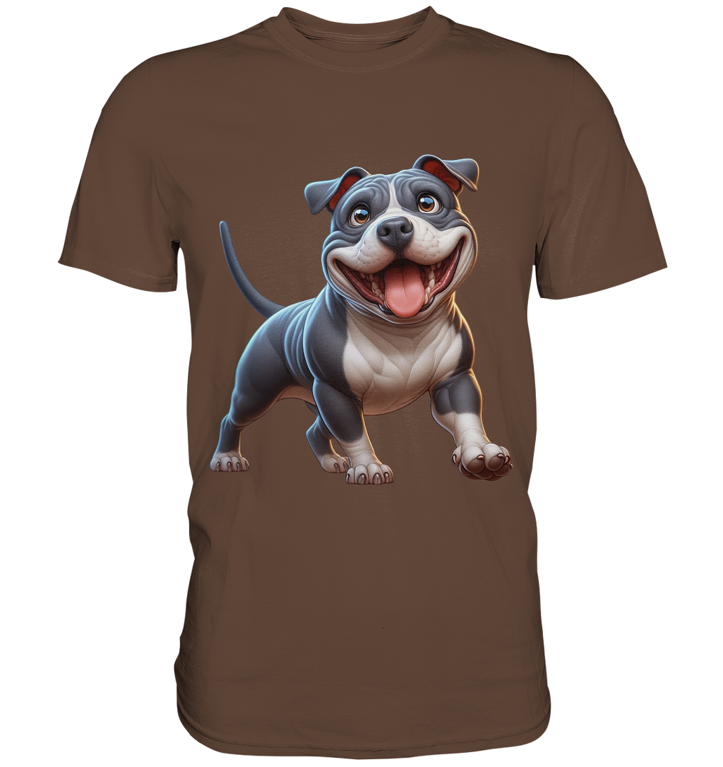 Pittbull Cartoon Hund personalisierbar - Premium Shirt