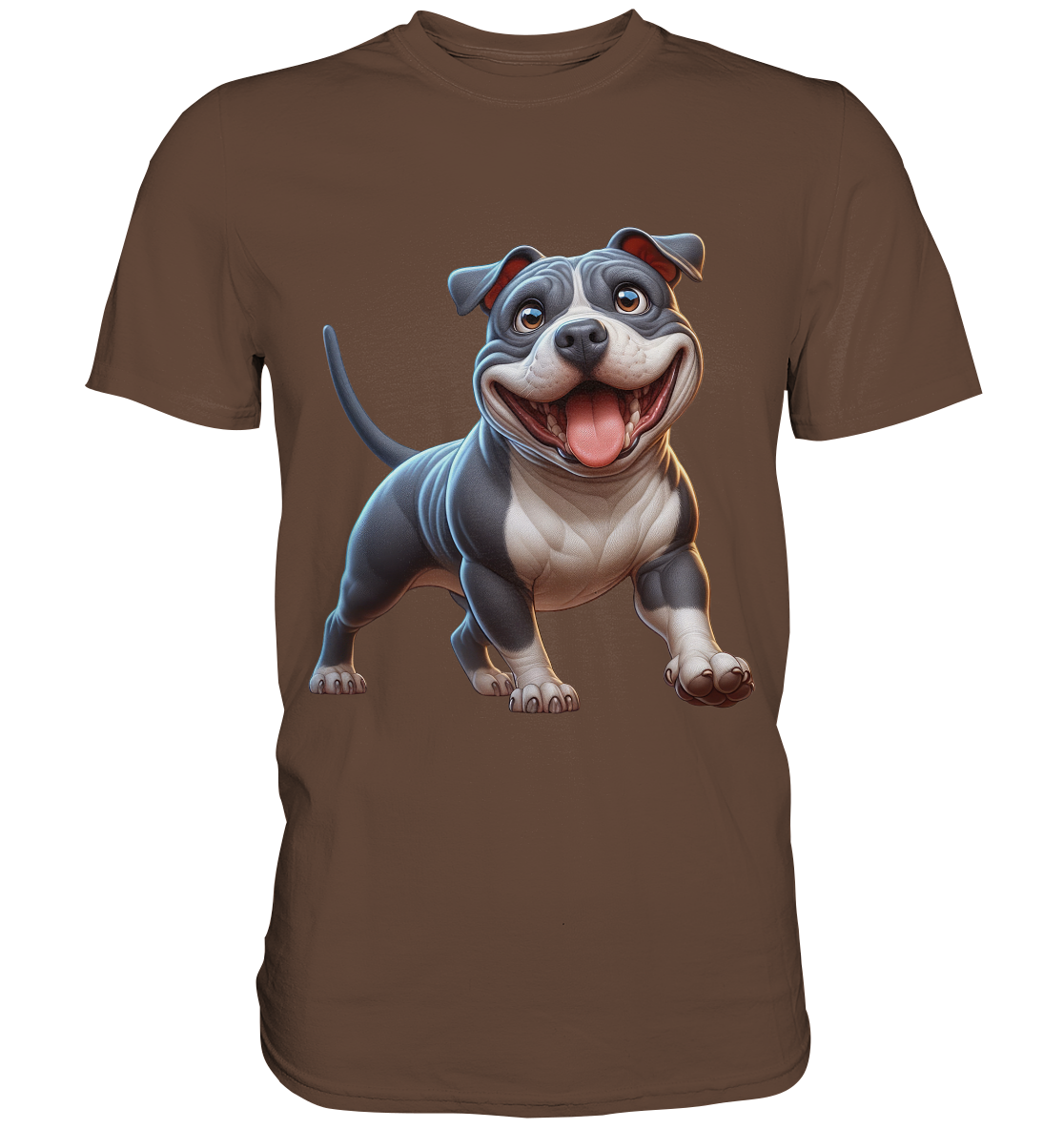 Pittbull Cartoon Hund personalisierbar - Premium Shirt