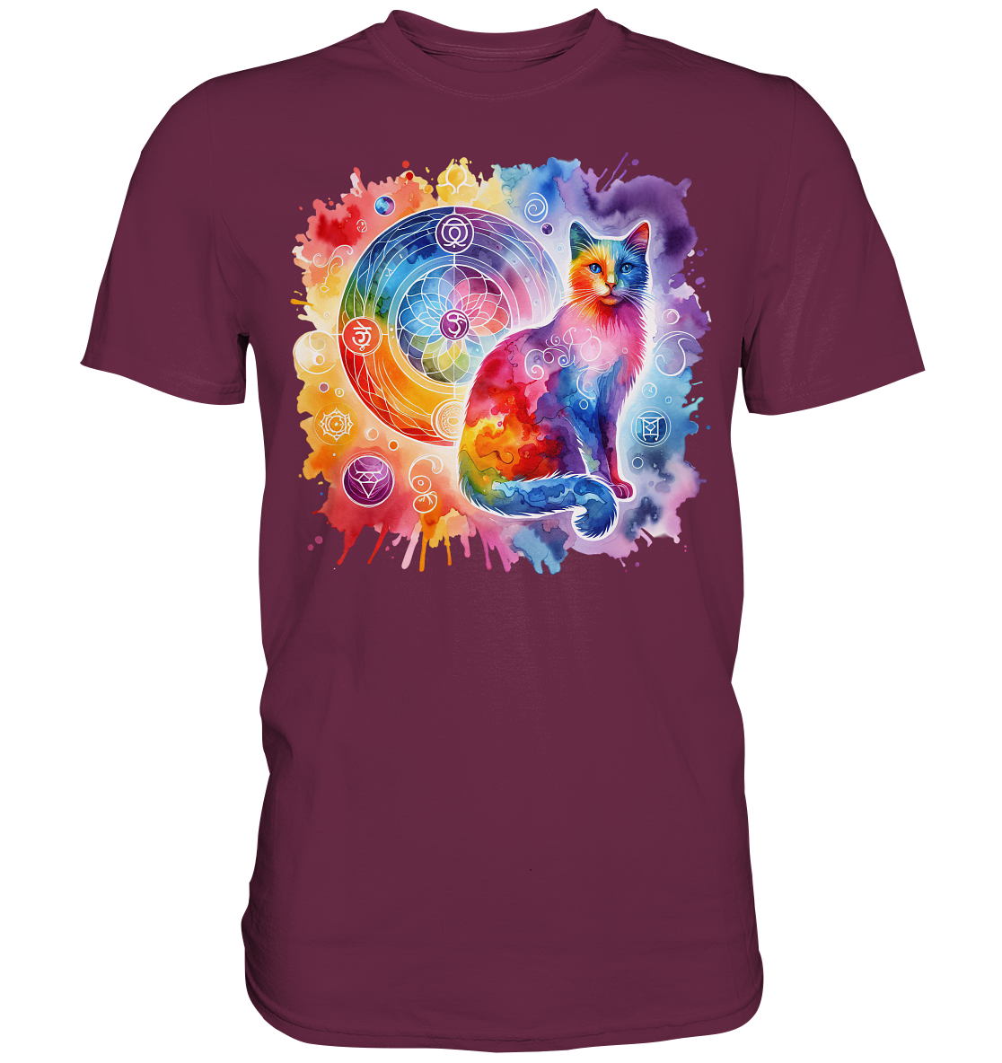 Ein Shakra Design mit Katze - Premium Shirt