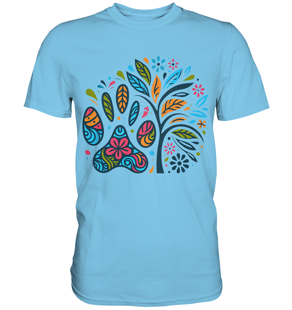 Pfote und Baum Farbenfrohes Design - Premium Shirt