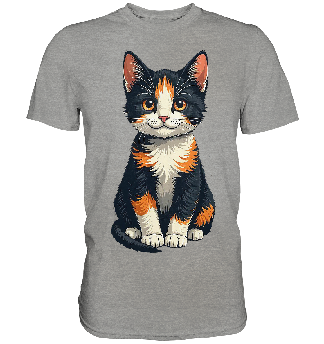 Süsse Glückskatze Illustration  - Premium Shirt