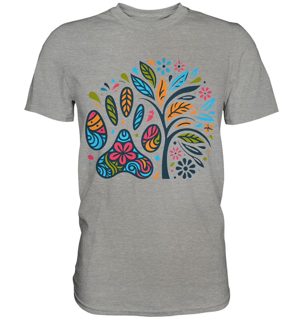 Pfote und Baum Farbenfrohes Design - Premium Shirt