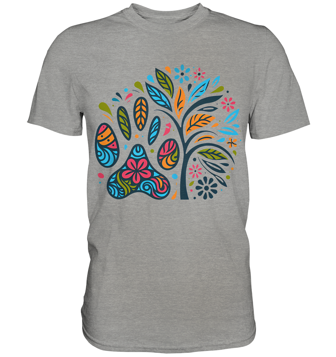 Pfote und Baum Farbenfrohes Design - Premium Shirt