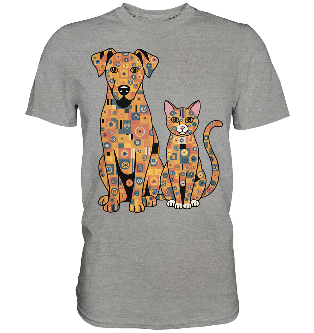 Illustration Hund und Katze in Klimt  Style - Premium Shirt