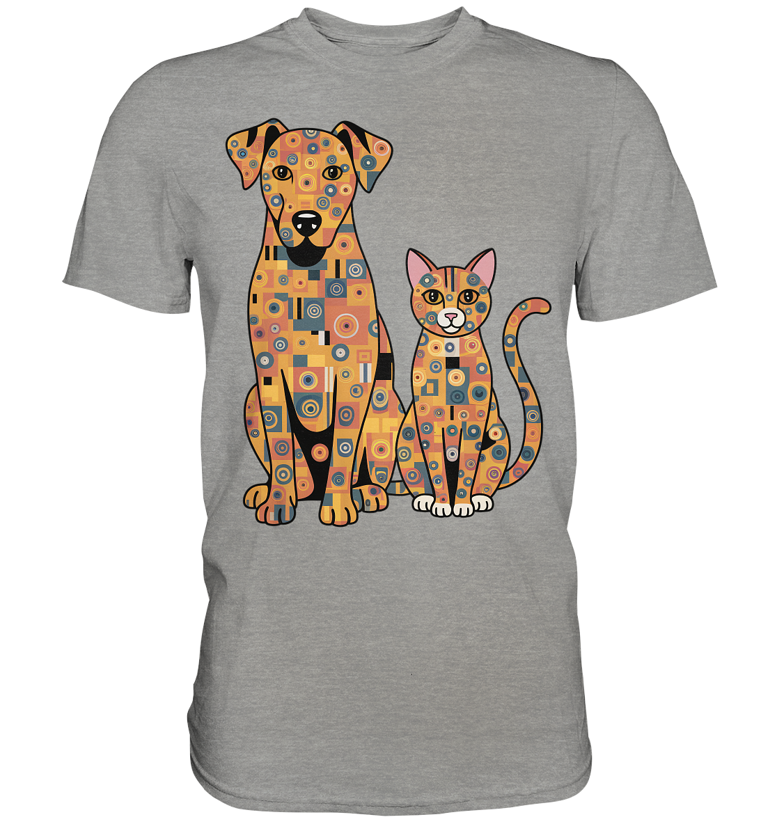 Illustration Hund und Katze in Klimt  Style - Premium Shirt