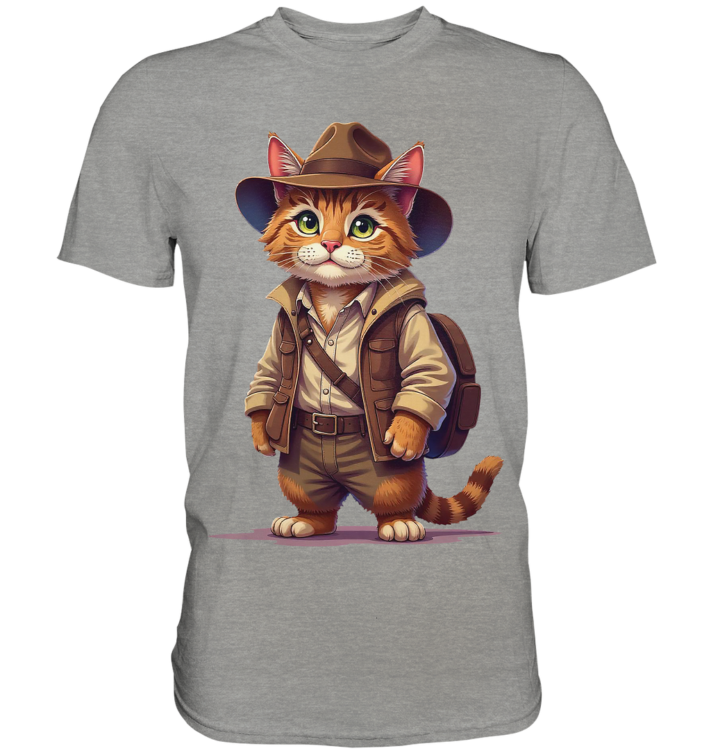 Abenteurer Katze Cartoon  - personalisierbar - Premium Shirt