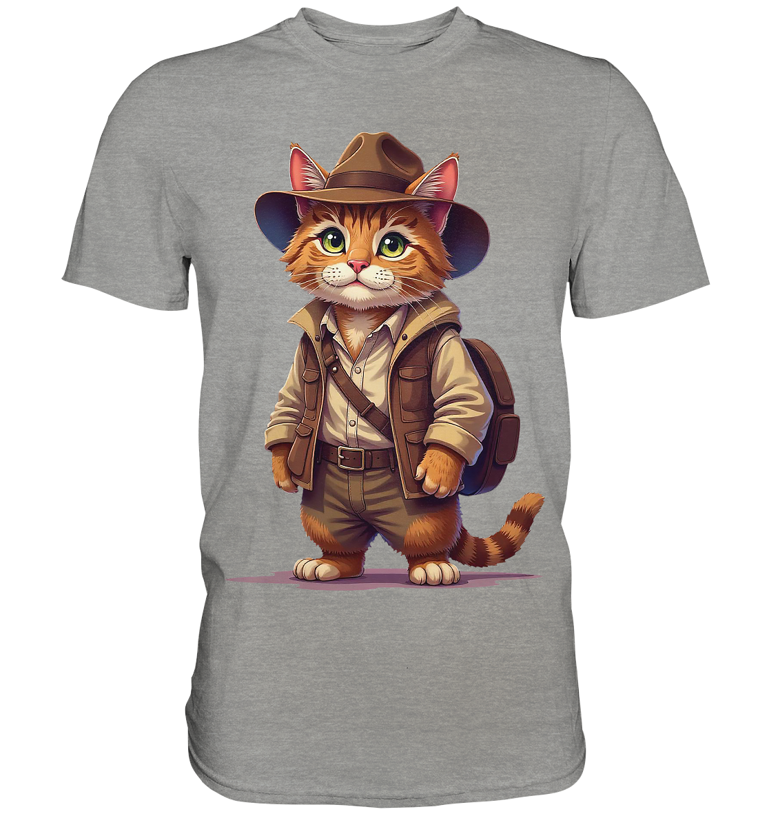 Abenteurer Katze Cartoon  - personalisierbar - Premium Shirt