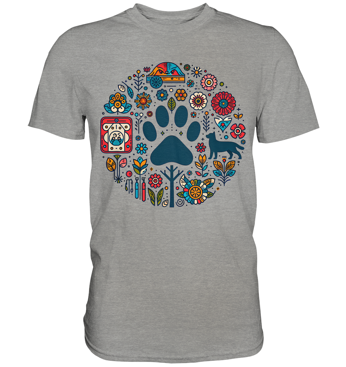 Farbige Modernes Design Pfote , Hund, Natur - Premium Shirt