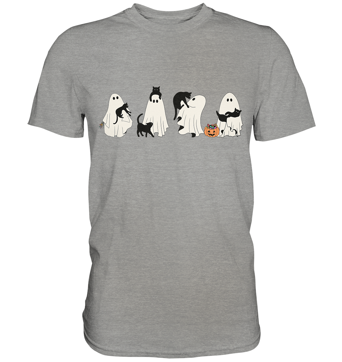Halloween Geister mit Katzen - Premium Shirt