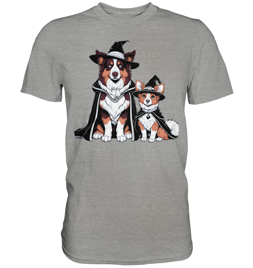 Halloween Wizard Hunde Terrier und Australian Sheppard  - Premium Shirt
