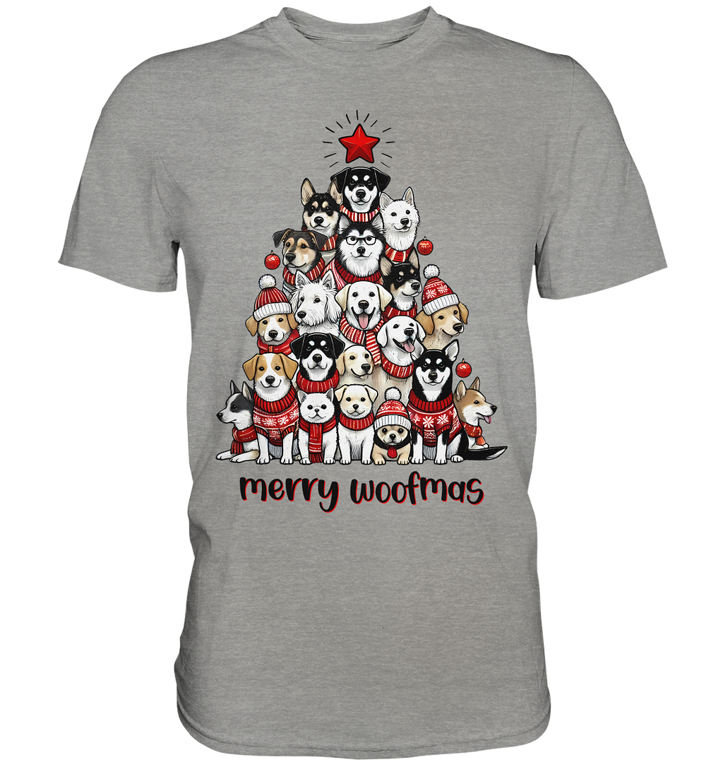 Weihnachten Christmas Hunde Baum Merry Woofmas - Premium Shirt