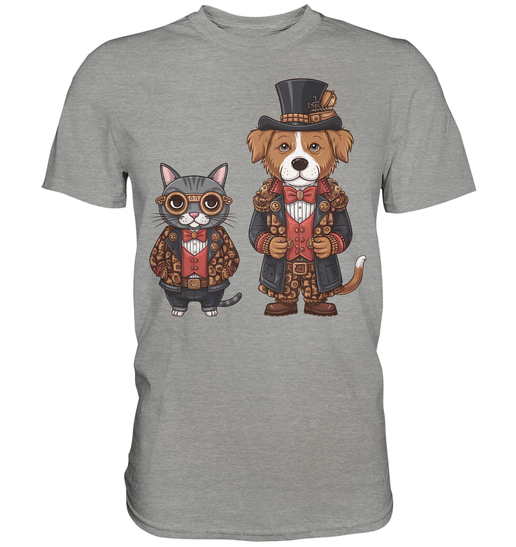 Steam Punk Hund und Katze - Premium Shirt